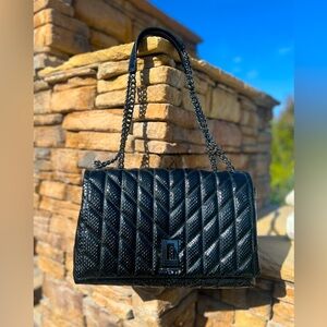 Karl Lagerfeld Paris Medium Lafayette Wet Snake Shoulder Bag